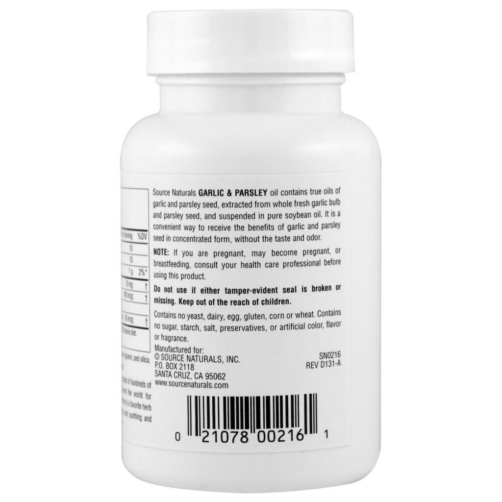 Source Naturals, Alho e Salsinha, 250 cápsulas softgel - Imagem 3