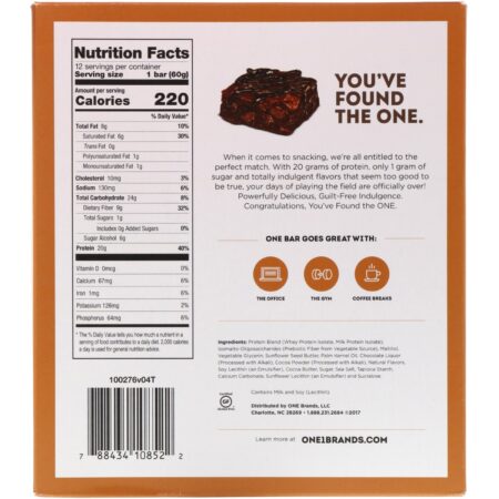 One Brands, ONE Bar, Chocolate Brownie, 12 Bars, 2.12 oz (60 g) Each - Image 3