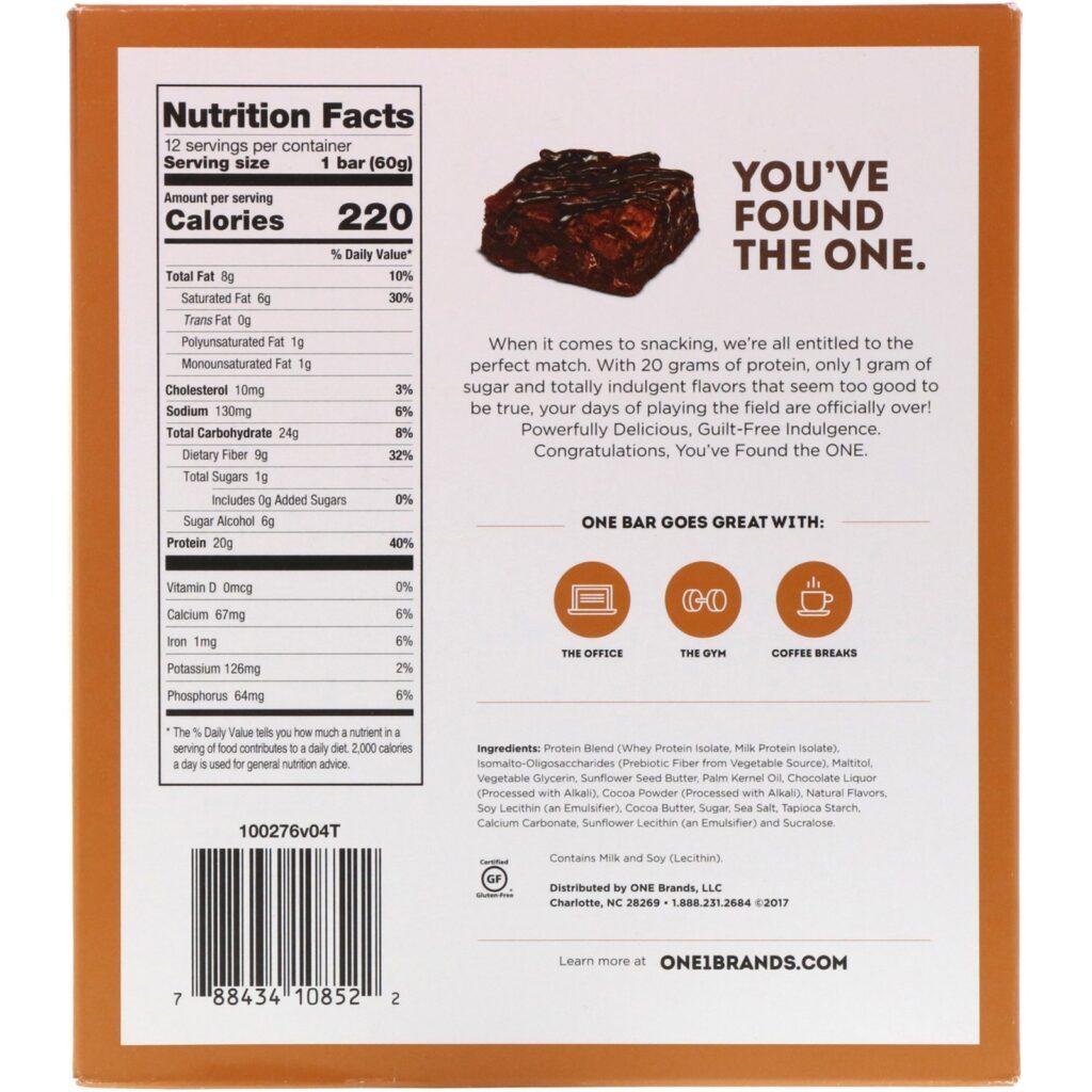 One Brands, ONE Bar, Chocolate Brownie, 12 Bars, 2.12 oz (60 g) Each - Imagem 3
