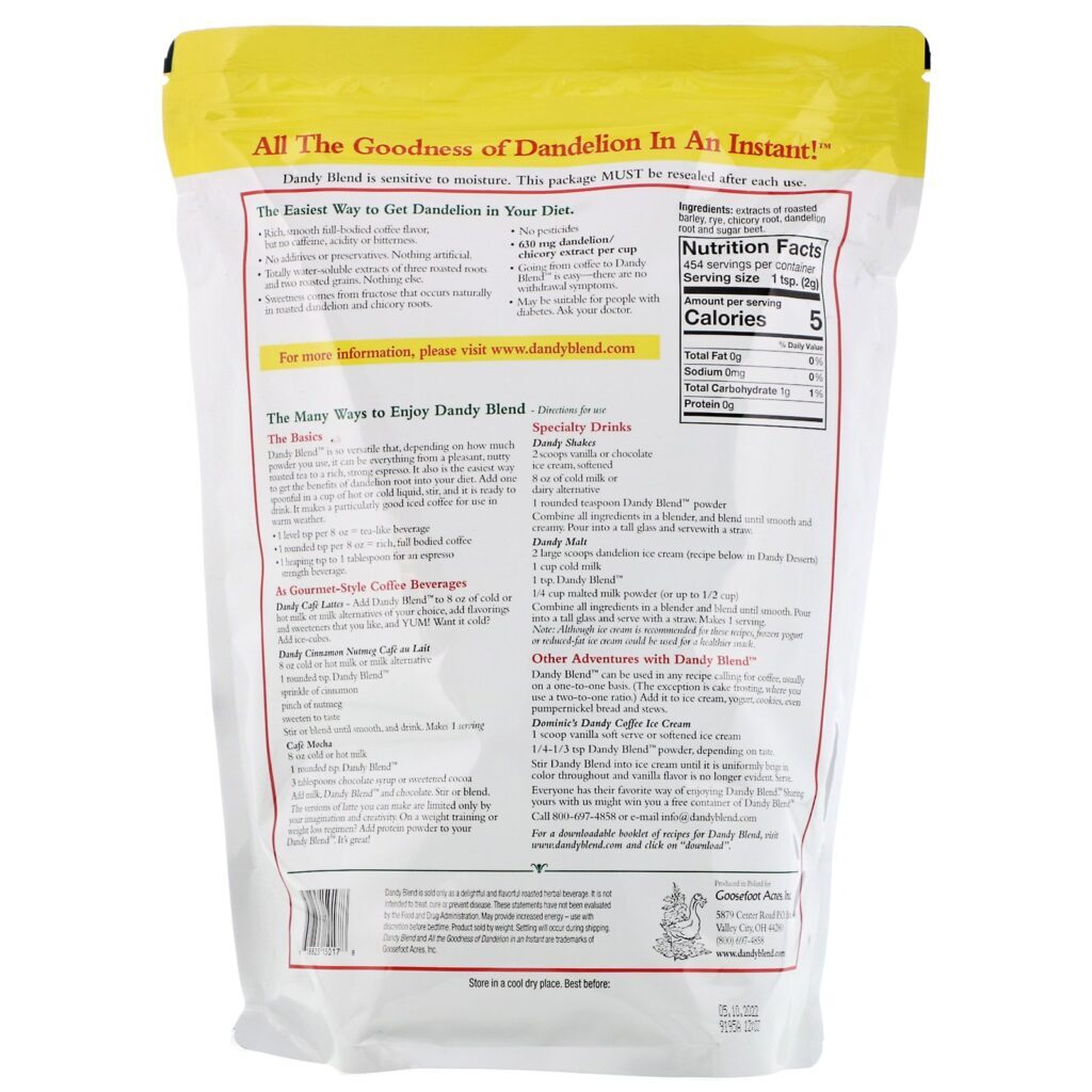 Dandy Blend, Bebida instantânea com ervas com dente de leão, sem cafeína, 2 lbs (908 g) - Imagem 2