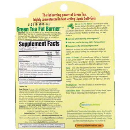 appliednutrition, Chá Verde Para Queimar Gordura, 30 Softgel Líquidos de Ação Rápida - Imagem 2