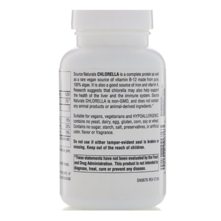 Source Naturals, Chlorella, 500 mg, 200 tabletes - Image 3