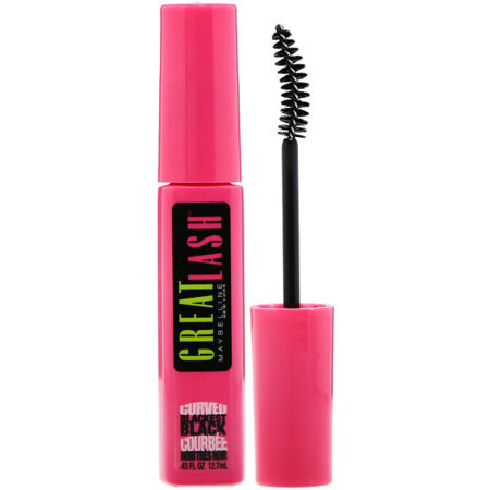 Maybelline, Máscara para cílios curvados, Great Lash, Blackest Black, 12,7 ml