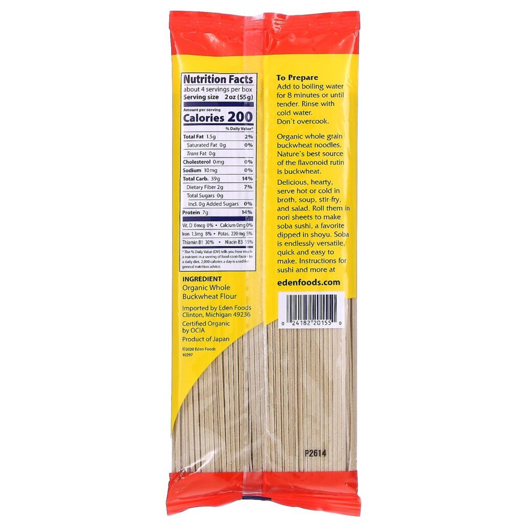 Eden Foods, Organic Buckwheat Soba, 8 oz (227 g) - Imagem 2