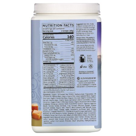 Sunwarrior, Illumin8 Lean Meal, Salted Caramel, 1.59 lb (720 g) - Image 2