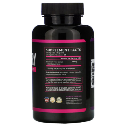 Havasu Nutrition, Elderberry, 60 Capsules - Imagem 2