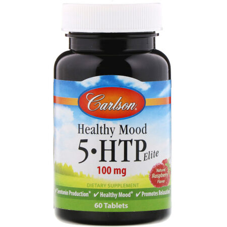 Carlson Labs, Healthy Mood, 5-HTP Elite, Natural Raspberry Flavor, 100 mg, 60 Tablets