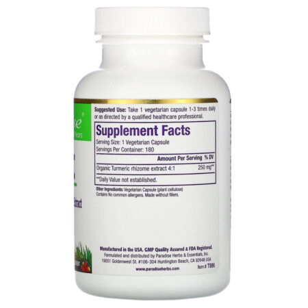 Paradise Herbs, Turmeric, 180 Vegetarian Capsules - Imagem 2