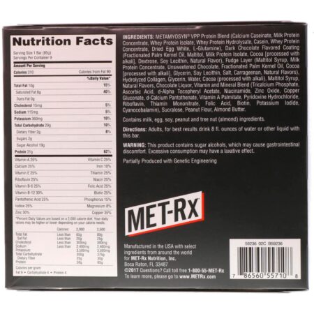 MET-Rx, PROTEIN PLUS Bar, Chocolate Fudge Deluxe, 9 Bars, 3.0 oz (85 g) Each - Image 3