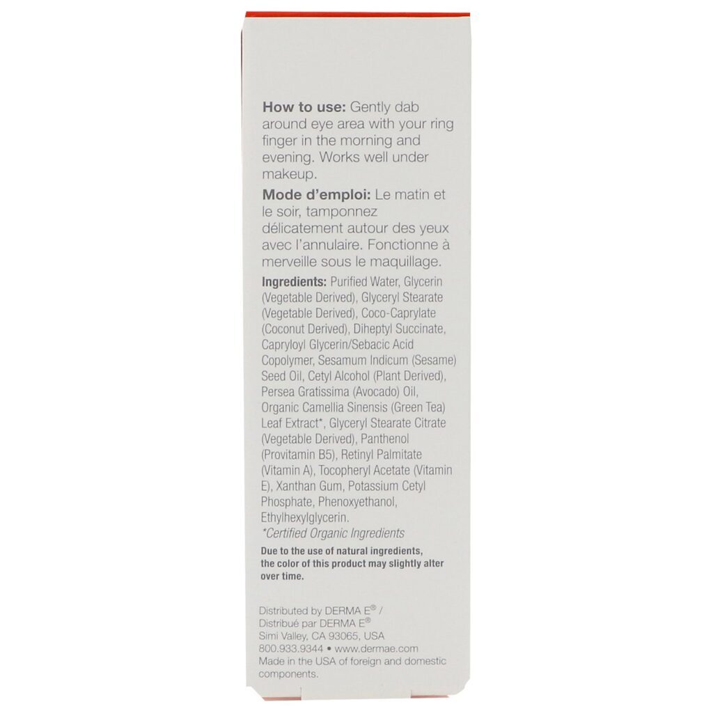 Derma E, Creme Antirrugas para Olhos, 1/2 oz (14 g) - Imagem 2