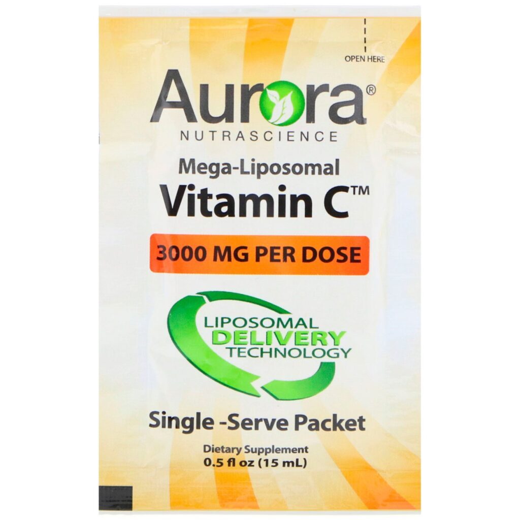 Aurora Nutrascience, Mega-Liposomal Vitamin C, 3,000 mg, 32 Single-Serve Liquid Packets, 0.5 fl oz (15 ml) Each - Imagem 3