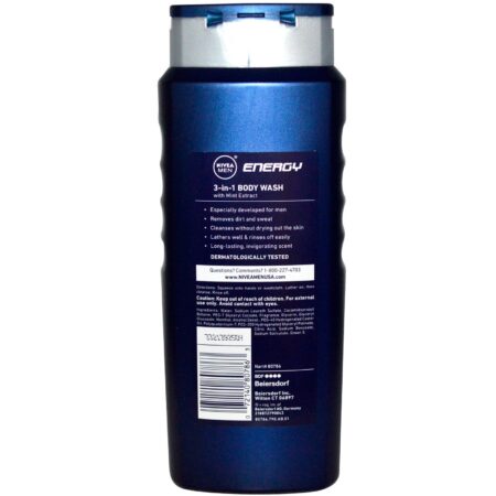 Nivea, 3 em 1 Sabonete Líquido Corporal, para Homens, Energia, 16.9 fl oz (500 ml) - Image 2