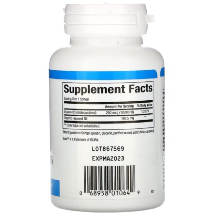 Natural Factors, Vitamin D3, 250 mcg (10,000 IU), 120 Softgels - Image 2