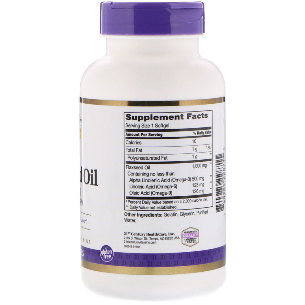 21st Century, Óleo de linhaça, 1000 mg, 120 Softgels - Imagem 2