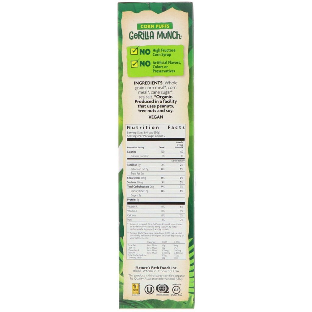 Nature's Path, EnviroKidz, Cereal de Milho Orgânico Gorilla Puff, 10 oz (284 g) - Imagem 2