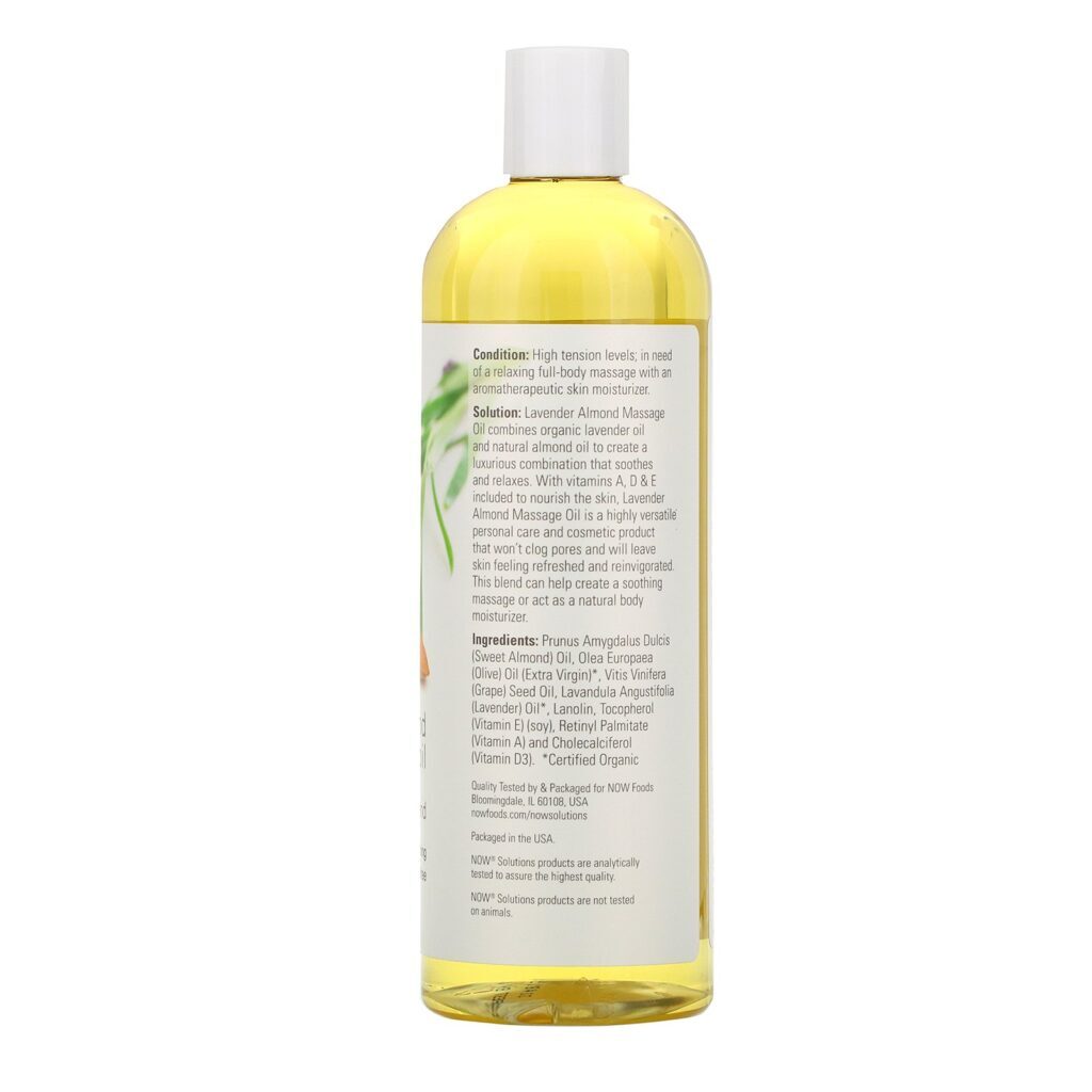 Now Foods, Soluções, Óleo de Massagem de Amêndoa com Lavanda, 473 ml (16 fl oz) - Imagem 2