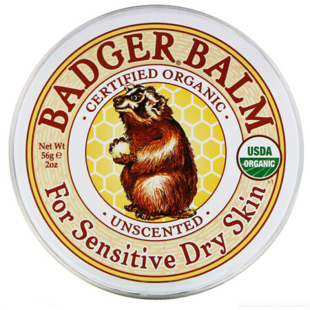 Badger Company, Bálsamo Badger, Para Pele Seca Sensível, Sem Perfume, 2 oz (56 g)