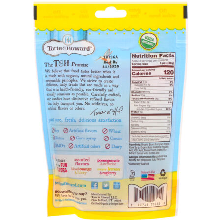 Torie & Howard, Organic Candy Chews, Original Chewie Fruities, Meyer Lemon & Raspberry, 4 oz (113.40 g) - Image 2