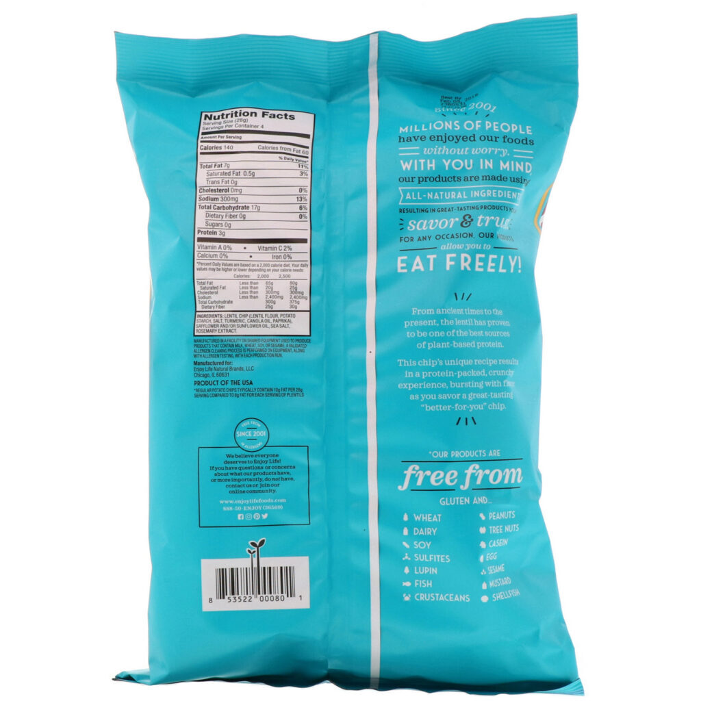 Enjoy Life Foods, Light & Airy Lentil Chips, Sea Salt, 4 oz (113 g) - Imagem 2