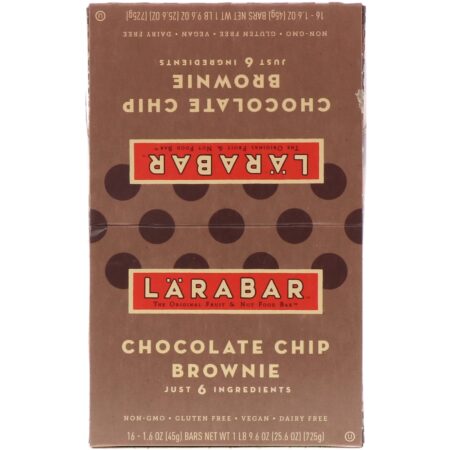 Larabar, The Original Fruit & Nut Food Bar, Chocolate Chip Brownie, 16 Bars, 1.6 oz (45 g) Each - Image 2