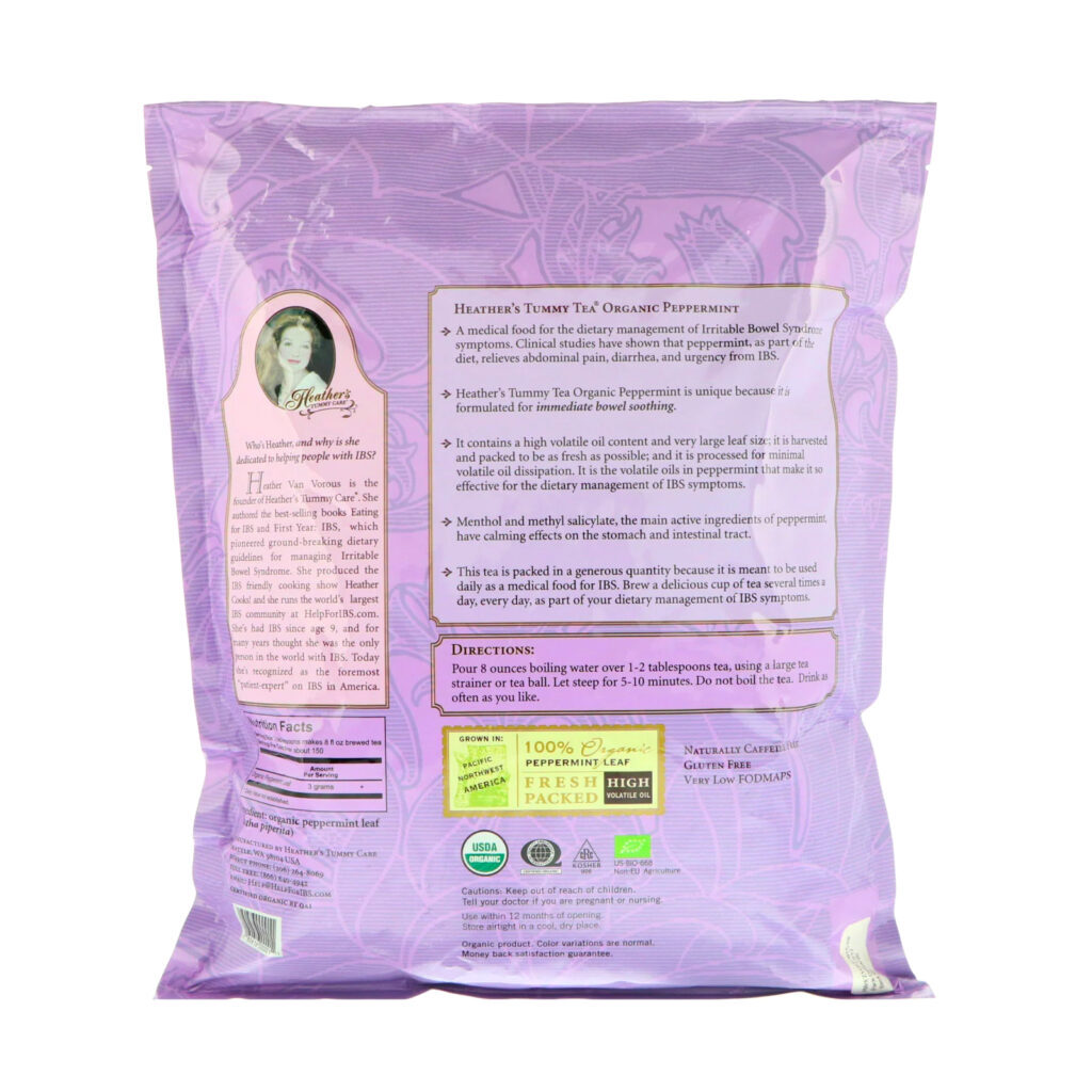 Heather's Tummy Care, Chá de hortelã orgânica para a barriga, alívio imediato do intestino, sem cafeína, 16 oz (453 g) - Imagem 2