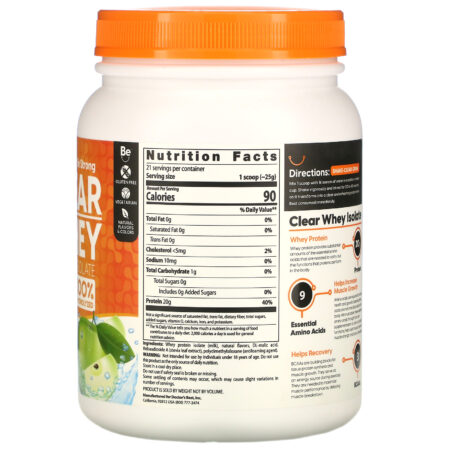 Doctor's Best, Clear Whey Protein Isolate, Green Apple, 1.2 lbs (546 g) - Image 2