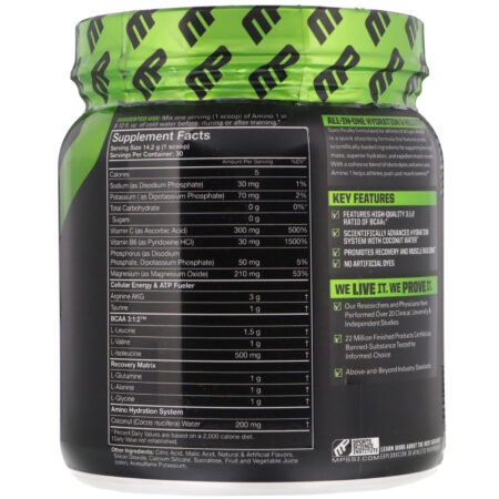 MusclePharm, Amino1, Hydrate + Recover, Fruit Punch, 15 oz (426 g) - Image 2