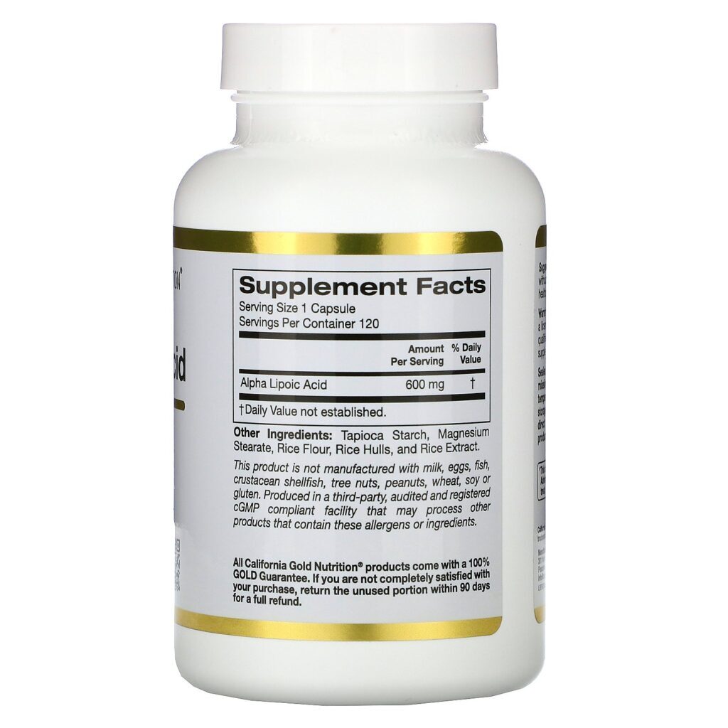 California Gold Nutrition, Ácido Tióctico, 600 mg, 120 Cápsulas Vegetais - Imagem 2