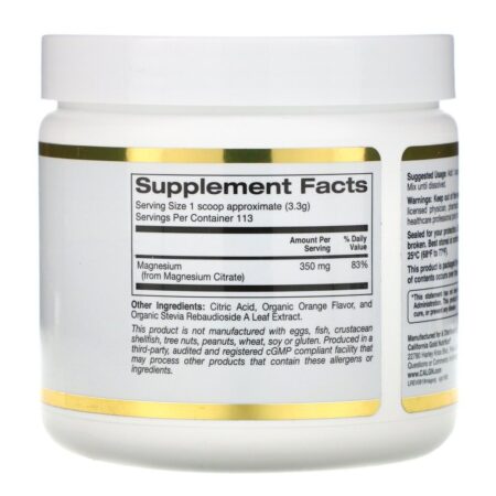 California Gold Nutrition, Bebida de Magnésio em Pó, Sabor Laranja, 373 g (13,1 oz) - Imagem 2