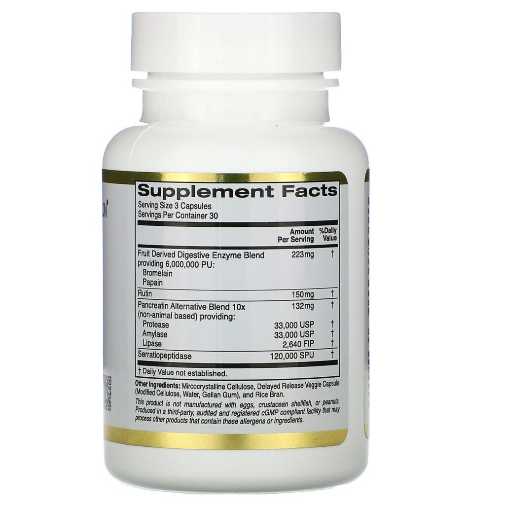 California Gold Nutrition, Enzimas Proteolíticas, Espectro Amplo, 90 Cápsulas Vegetais de Liberação Retardada - Imagem 2