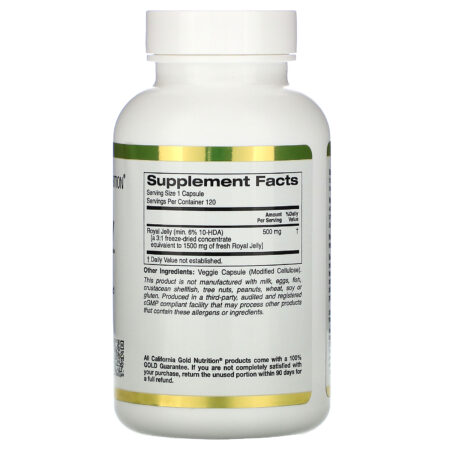 California Gold Nutrition, Geleia Real, Concentrada e Liofilizada, 500 mg, 120 Cápsulas Vegetais - Image 2