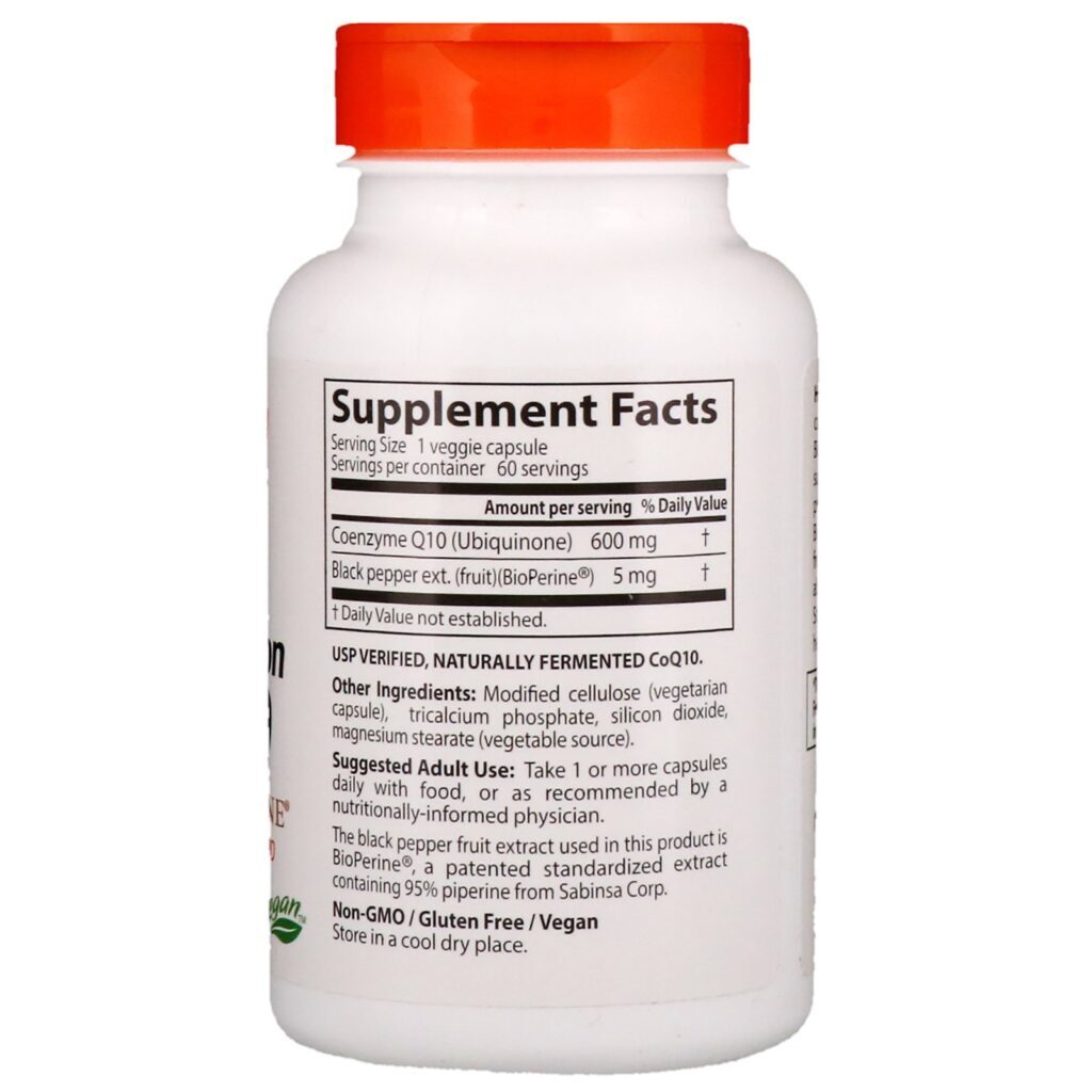 Doctor's Best, High Absorption CoQ10 with BioPerine, 600 mg, 60 Veggie Caps - Imagem 2