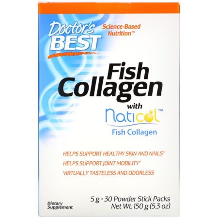 Doctor's Best, Colágeno de Peixe com Colágeno TruMarine, 30 Pacotes Pó