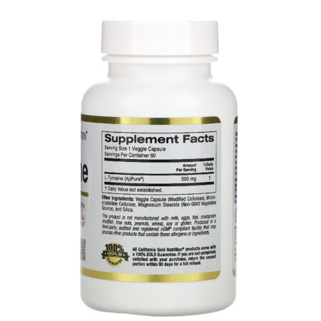 California Gold Nutrition, L-Tirosina, AjiPure, 500 mg, 60 Cápsulas Vegetais - Image 2