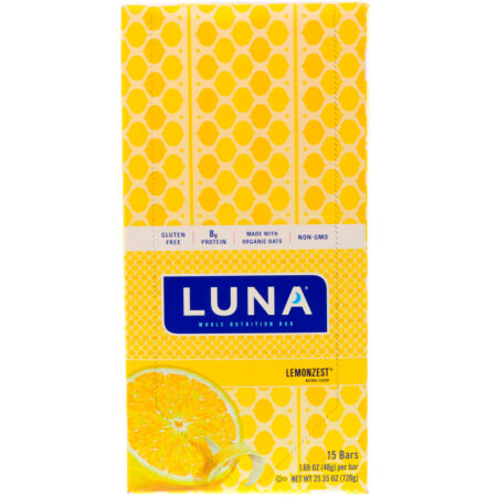 Clif Bar, Luna, Whole Nutrition Bar for Women, Lemonzest, 15 Bars, 1.69 oz (48 g) Each - Image 2