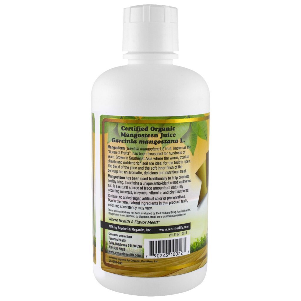 Dynamic Health Laboratories, Certified Organic Mangosteen Gold, 100% Juice, 32 fl oz (946 ml) - Imagem 3