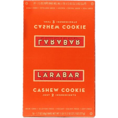 Larabar, The Original Fruit & Nut Food Bar, Cashew Cookie, 16 Bars, 1.7 oz (48 g) Each - Image 2