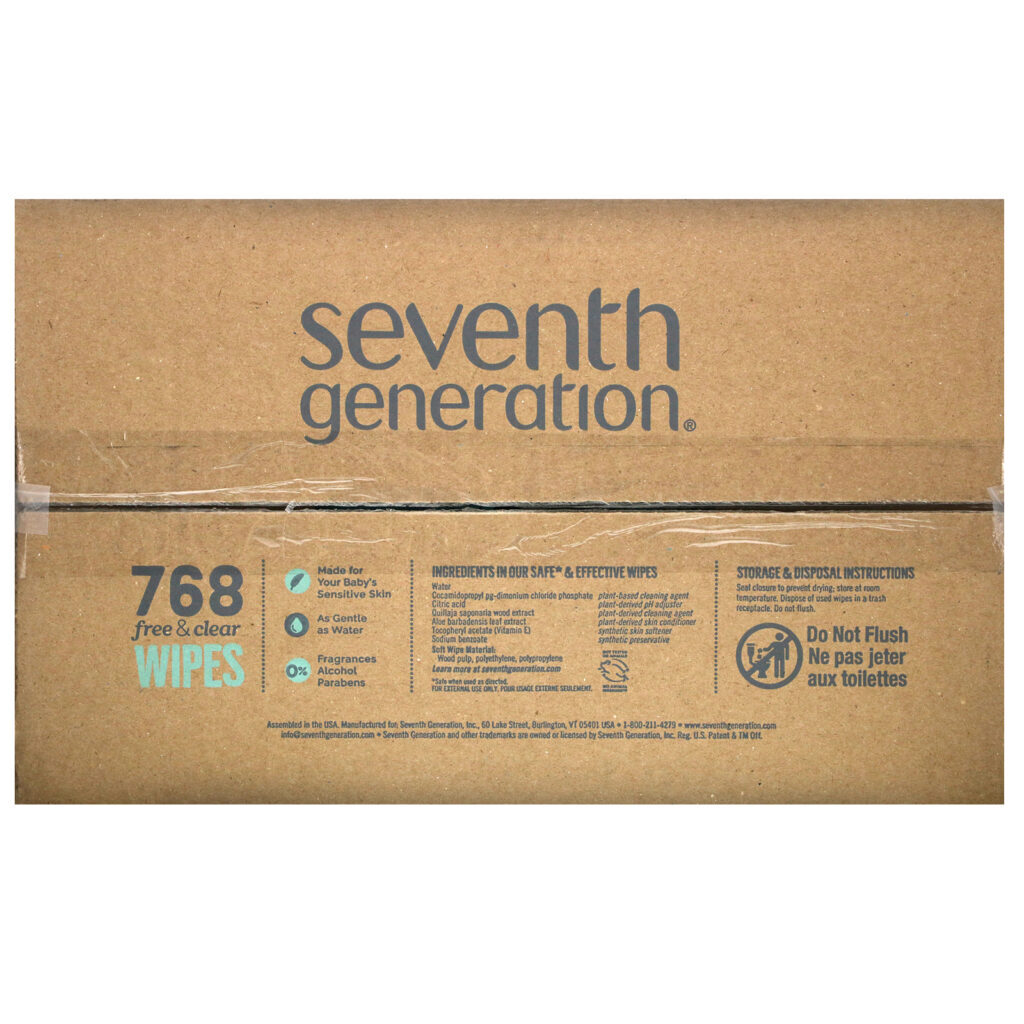 Seventh Generation, Baby Wipes, Free & Clear, 768 Wipes - Imagem 3