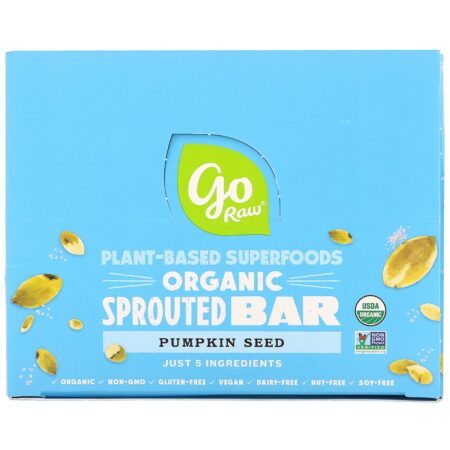 Go Raw, Organic Sprouted Bar, Pumpkin Seed, 10 Bars, 0.5 oz (13 g) Each - Image 2