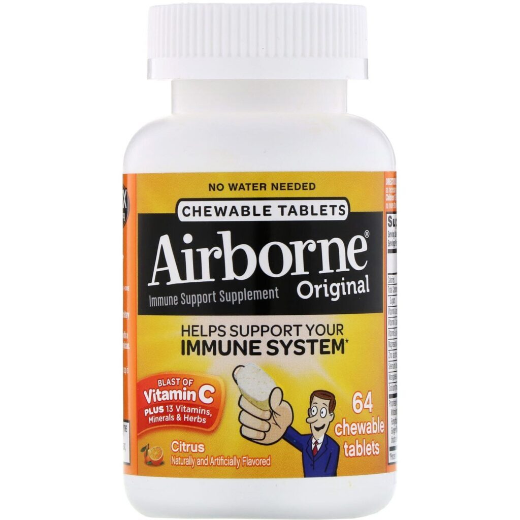 AirBorne, Suplemento de vitamina C, citrus, 64 comprimidos mastigáveis - Imagem 3