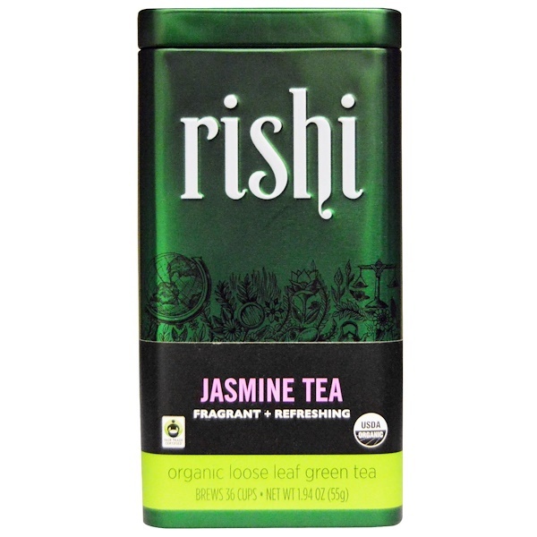 Rishi Tea, Folhas Soltas de Chá Verde Orgânico, Jasmin, 1.94 oz (55 g)