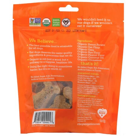 Riley’s Organics, Petiscos para Cães, Osso Grande, Receita de Batata Doce, 142 g (5 oz) - Image 2