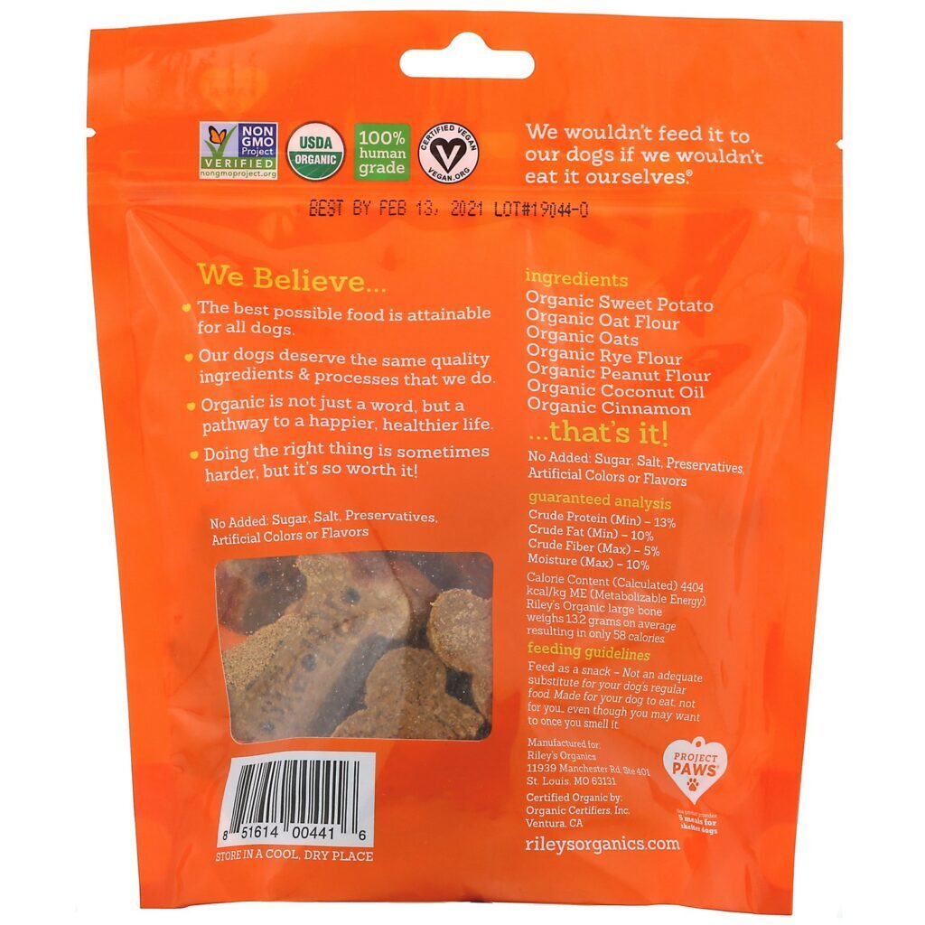 Riley’s Organics, Petiscos para Cães, Osso Grande, Receita de Batata Doce, 142 g (5 oz) - Imagem 2