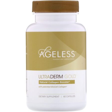 Ageless Foundation Laboratories, UltraDerm Gold, Natural Collagen Booster with Patented BioCell Collagen, 60 Capsules - Image 3