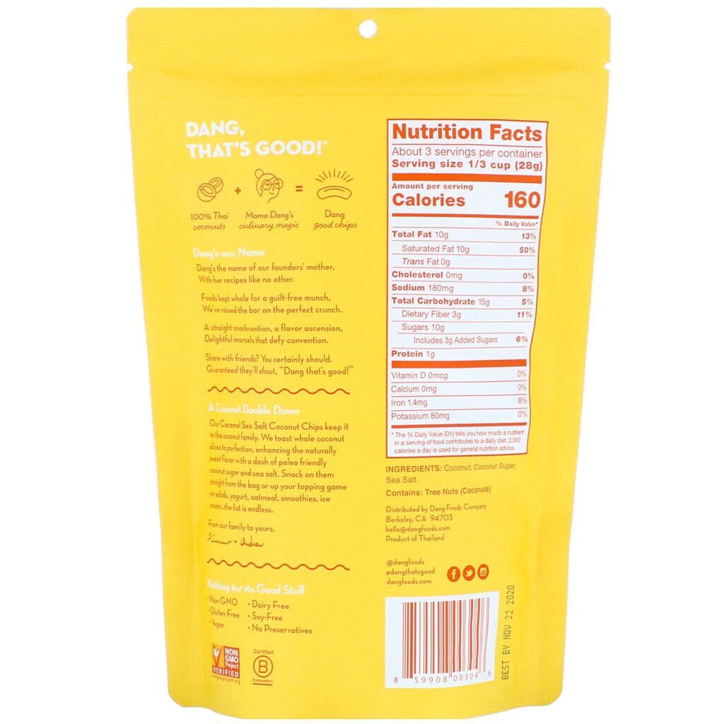 Dang, Chips de Coco, Sal Marinho com Caramelo, 90 g (3,17 oz) - Imagem 2