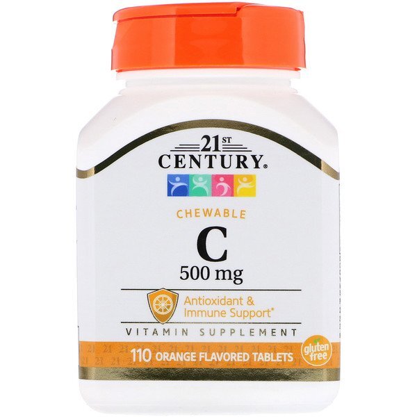 21st Century, Chewable C, 500 mg, 110 Orange Flavored Tablets