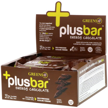 Greens Plus, Plusbar, Energy Chocolate, 12 Bars, 2 oz (59 g) Each