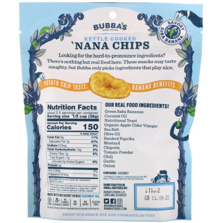 Bubba's Fine Foods, 'Nana Chips, Macho Nacho, 2,7 oz (77 g) - Image 2