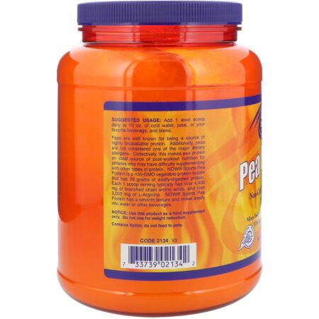 Now Foods, Sports, Proteína de Ervilha, Sabor Caramelo de Baunilha, 907 g (2 lbs) - Image 3