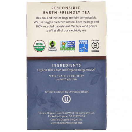 Choice Organic Teas, Black Tea, Organic Earl Grey, 16 Tea Bags, 1.12 oz (32 g) - Image 2